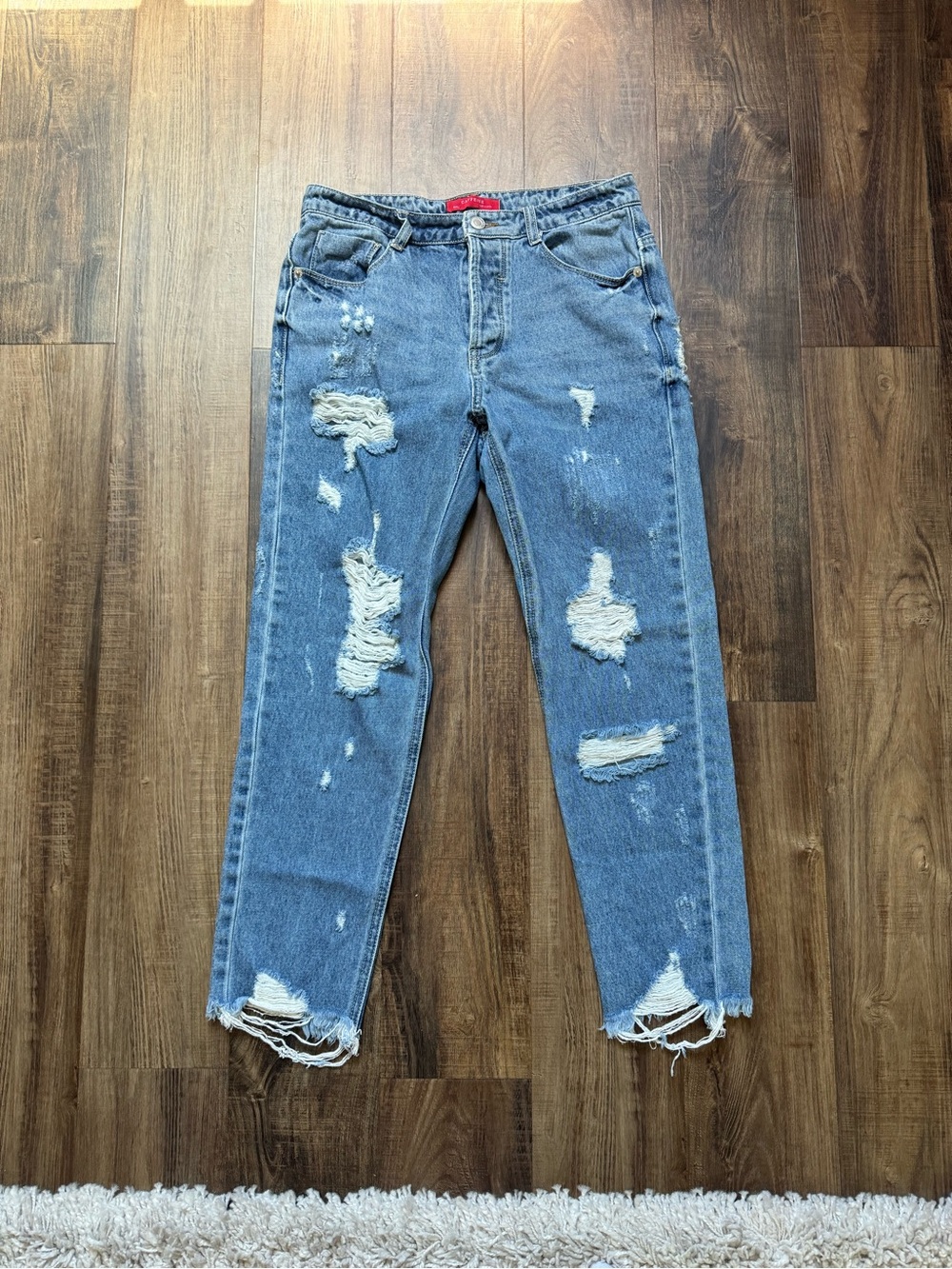 Women’s Caffeine Blue Distressed Jeans